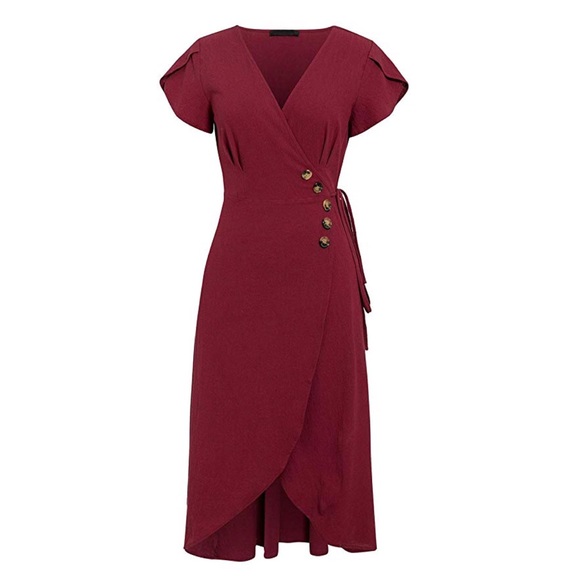 Red Long Split Maxi Summer Dress - Picture 6 of 7